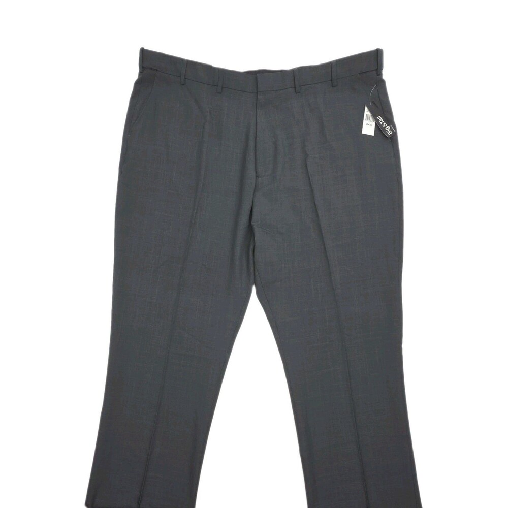 Van Heusen Pants Studio Big Men Sz 48 x 32 Gray Flat Microfiber Waist Extend NEW